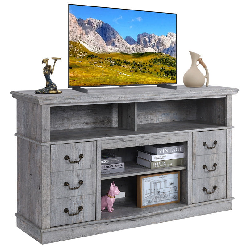 Vintage TV Stand with Storage Cabinets for Living Room