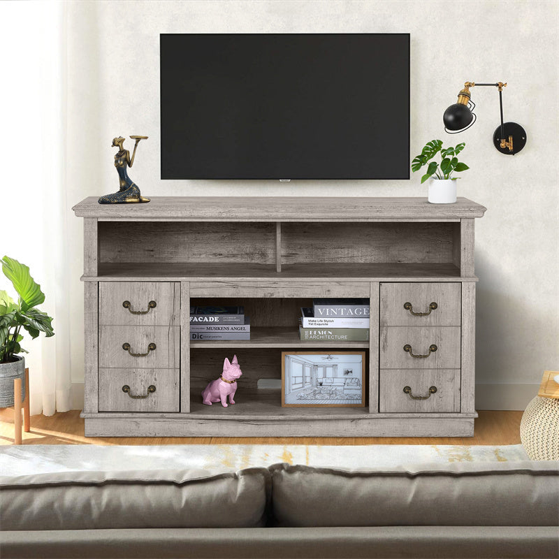 Vintage TV Stand with Storage Cabinets for Living Room