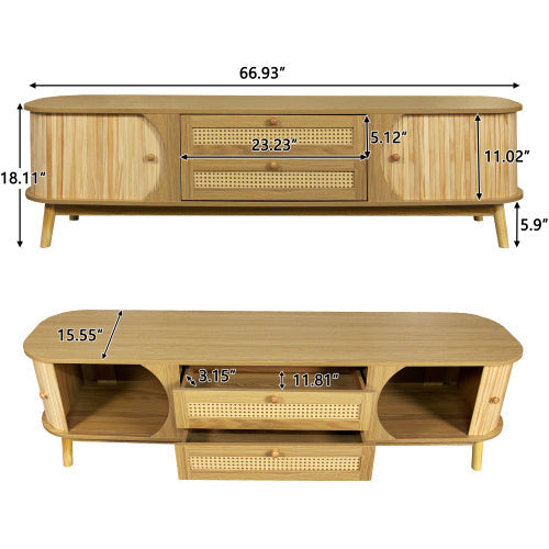Rattan TV Stand for TVs Up to 75”